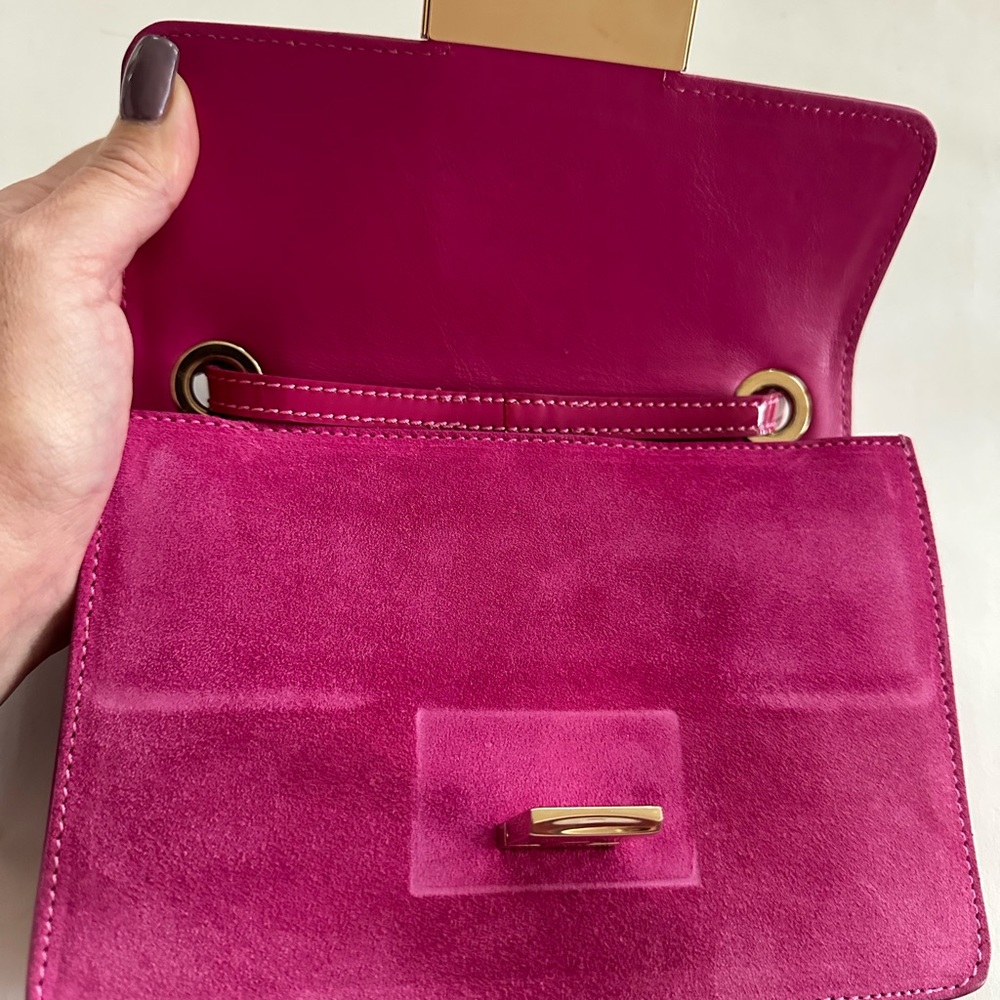 AUTH JIMMY CHOO 2way Handbag Suede Patent Leather RARE Barbie Pink - Picture 10 of 13